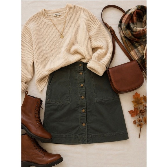 Lauren Ralph Lauren Dresses & Skirts - Lauren Ralph Lauren Women's Olive Green Button Front Cotton Mini Skirt Size 10
